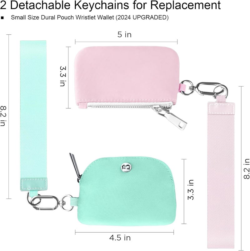 Babysun Mini Zip Around Dual Pouch Wristlet With 2 Straps Wristlet Keychain Wallet for Women Coin Purse Small Cute for Teen Girl - Image 2